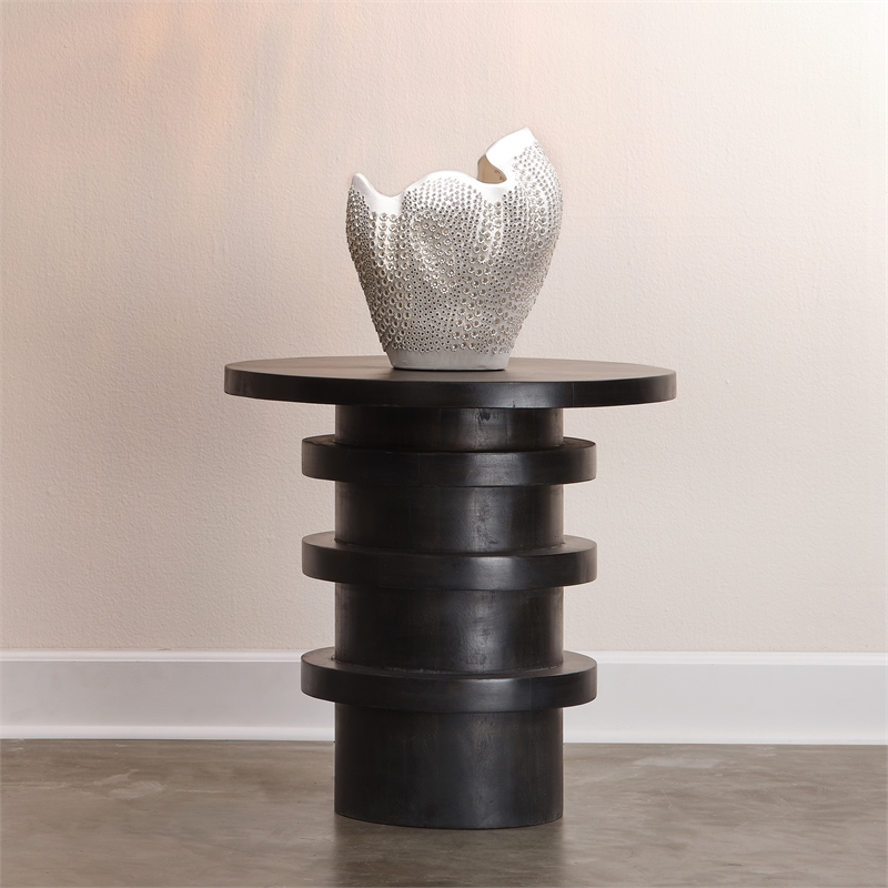 J&D Designs Co Revolve Wood Side Table in Charcoal