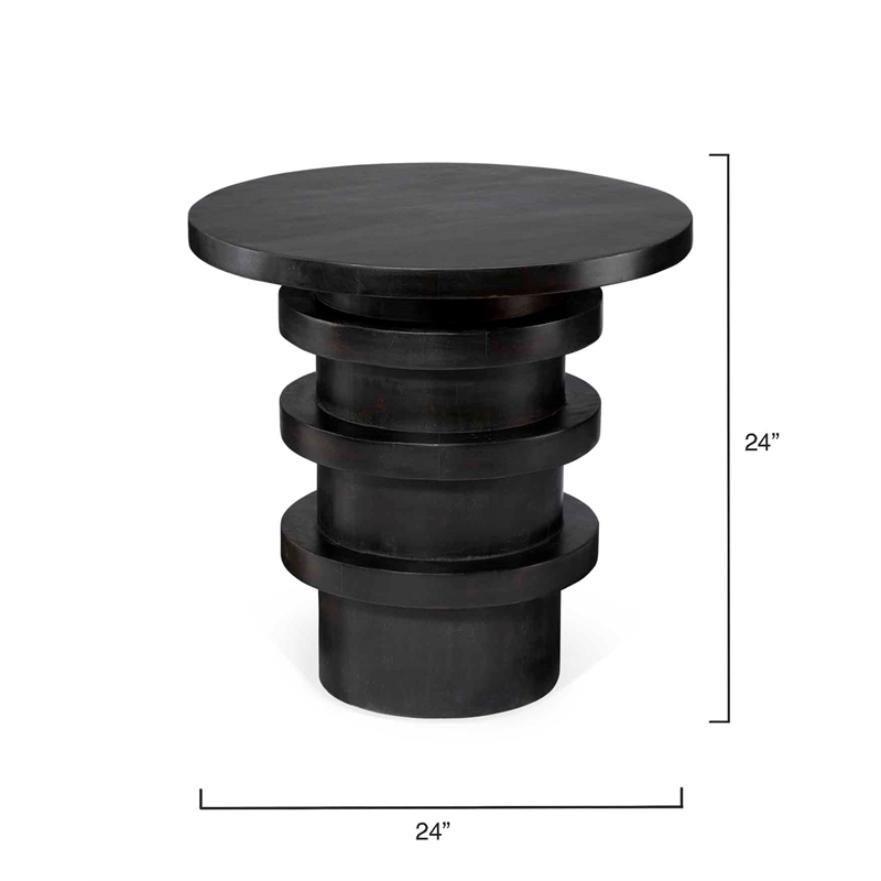 J&D Designs Co Revolve Wood Side Table in Charcoal