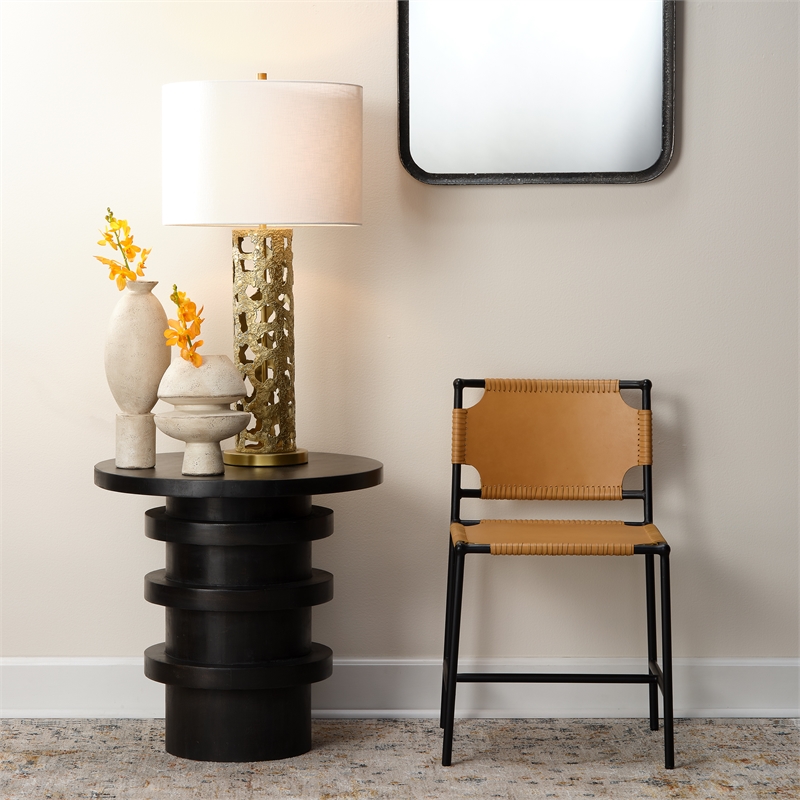 J&D Designs Co Revolve Wood Side Table in Charcoal