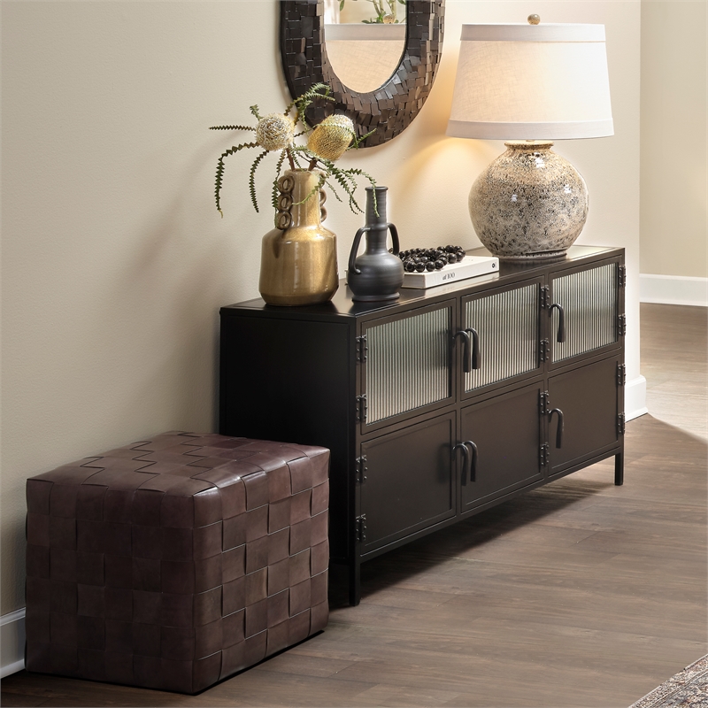 Jamie Young Co Vitrino 6 Door Iron Console in Black Metal Finish