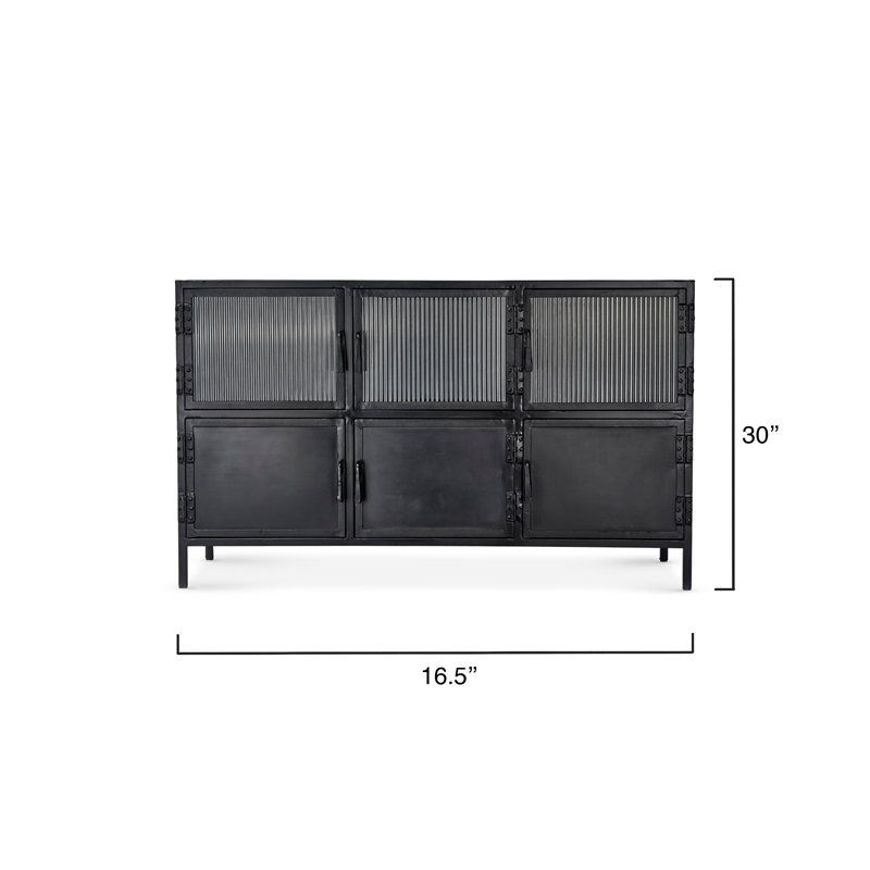 Jamie Young Co Vitrino 6 Door Iron Console in Black Metal Finish