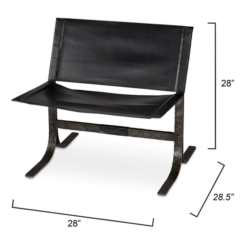 J&D Designs Co Alessa Leather Sling Chair in Black