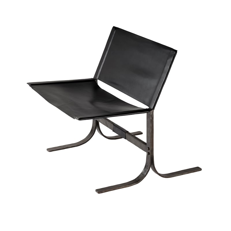 J&D Designs Co Alessa Leather Sling Chair in Black