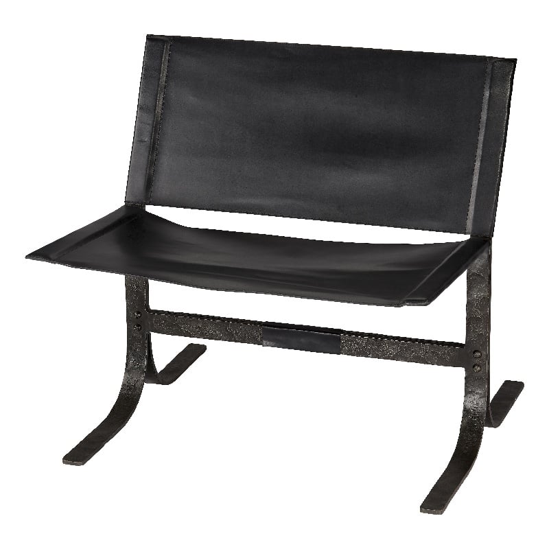 J&D Designs Co Alessa Leather Sling Chair in Black
