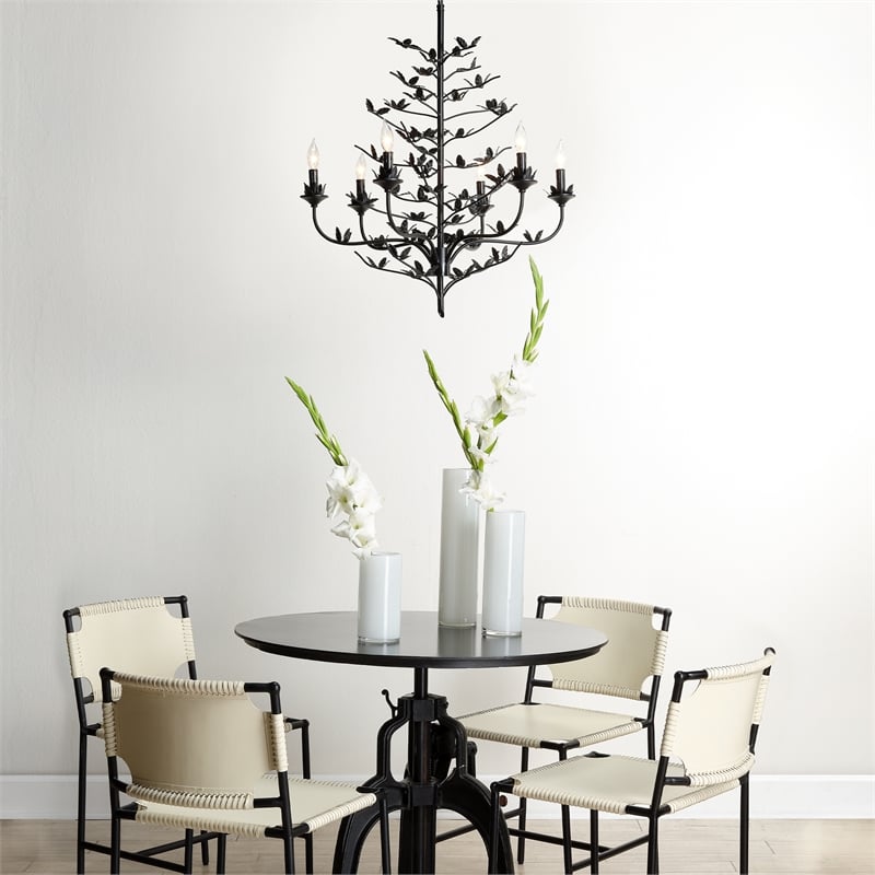 J&D Designs Co Blooming Iron Chandelier in Black