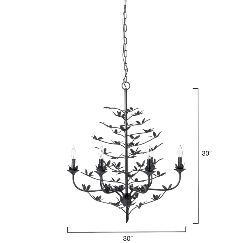 J&D Designs Co Blooming Iron Chandelier in Black