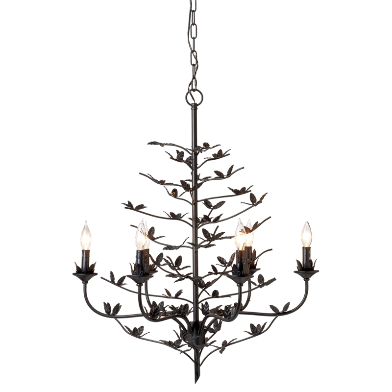 J&D Designs Co Blooming Iron Chandelier in Black