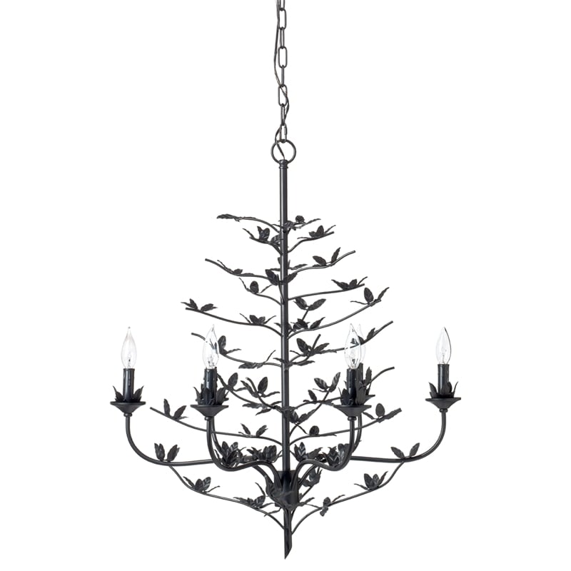 J&D Designs Co Blooming Iron Chandelier in Black