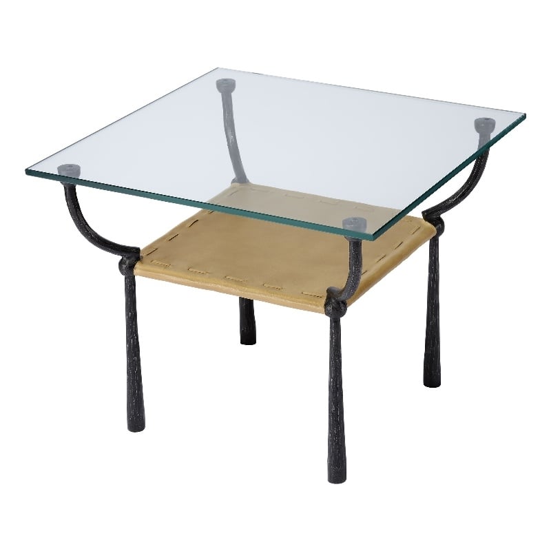 J&D Designs Co Renzo Iron Metal Side Table in Brown