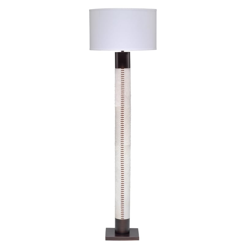 J&D Designs Co Sheridan Hide Floor Lamp in White Leather