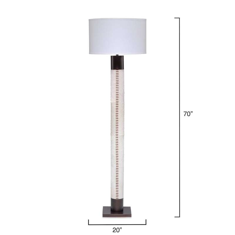 J&D Designs Co Sheridan Hide Floor Lamp in White Leather