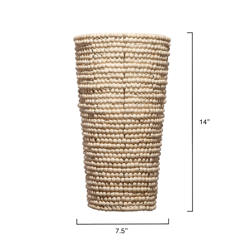 J&D Designs Co Seawall Beaded Cone Sconce in Natural Mango Wood