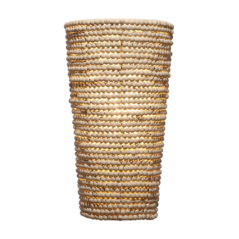 J&D Designs Co Seawall Beaded Cone Sconce in Natural Mango Wood