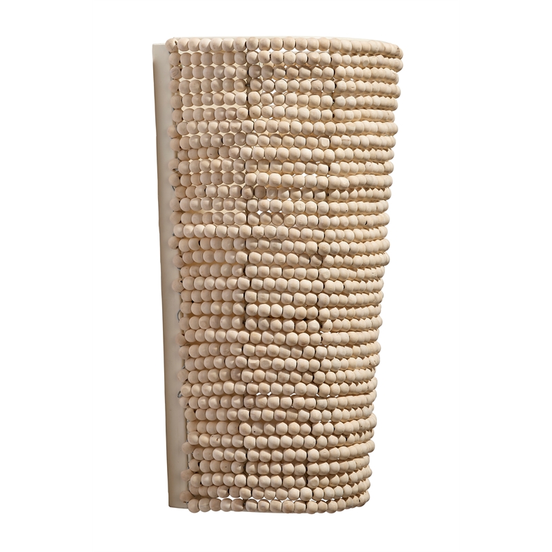 J&D Designs Co Seawall Beaded Cone Sconce in Natural Mango Wood