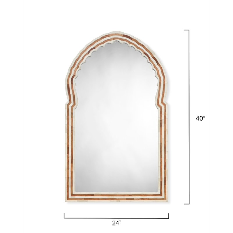 J&D Designs Co Bardot Large Bone & Wood Arch Mirror in Natural Finish