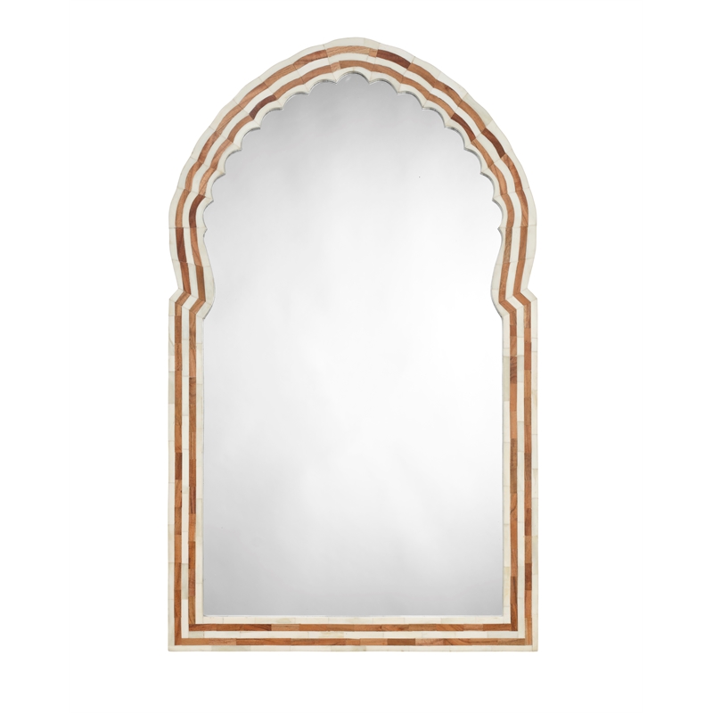 J&D Designs Co Bardot Large Bone & Wood Arch Mirror in Natural Finish