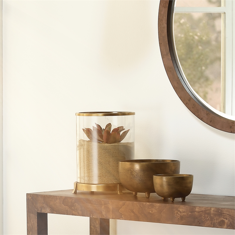 J&D Designs Co Relic Metal Small Footed Bowl in Antique Brass