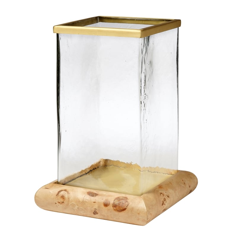 J&D Designs Co Rhine Burl Wood Hurricane in Brass Accents