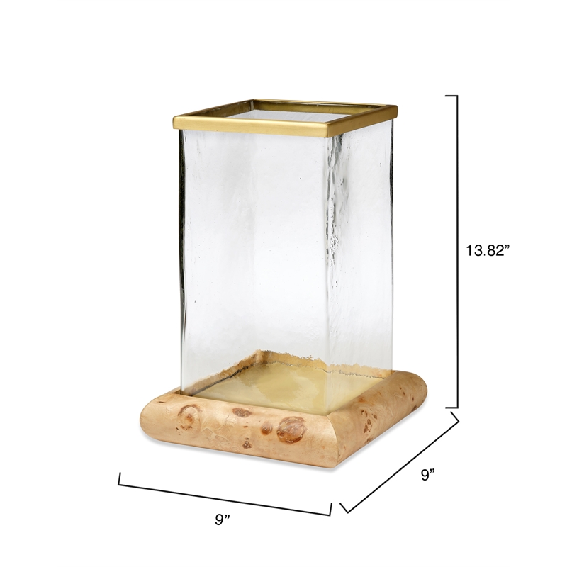 J&D Designs Co Rhine Burl Wood Hurricane in Brass Accents