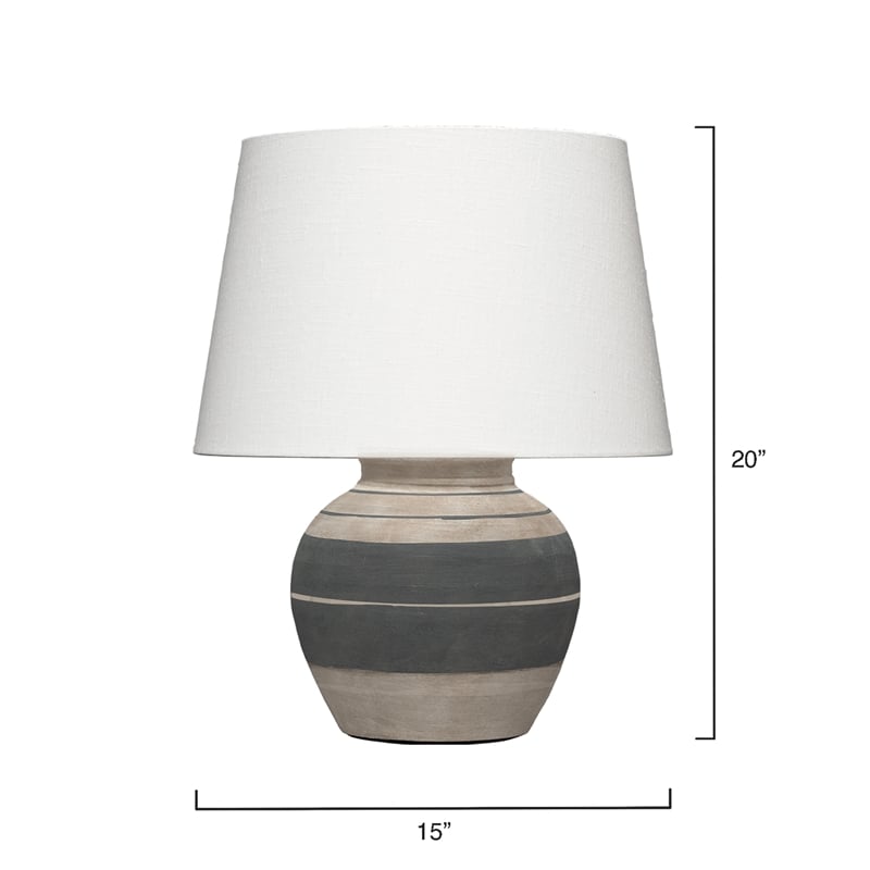 J&D Designs Co Bernard Ceramic Table Lamp in Beige and Dark Grey Ceramic