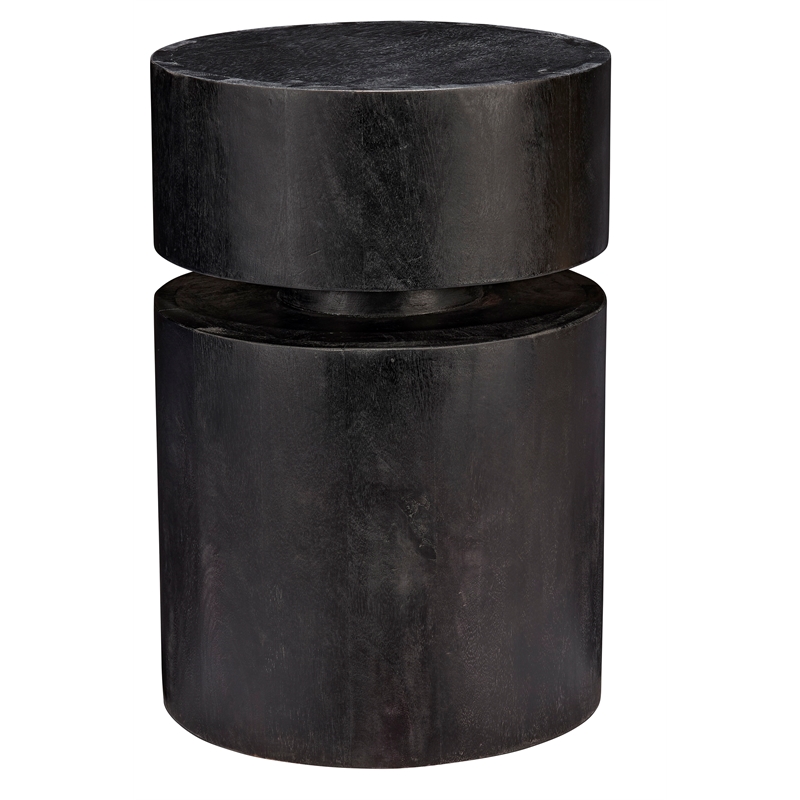 J&D Designs Co Dylan Wood Round Side Table in Charcoal