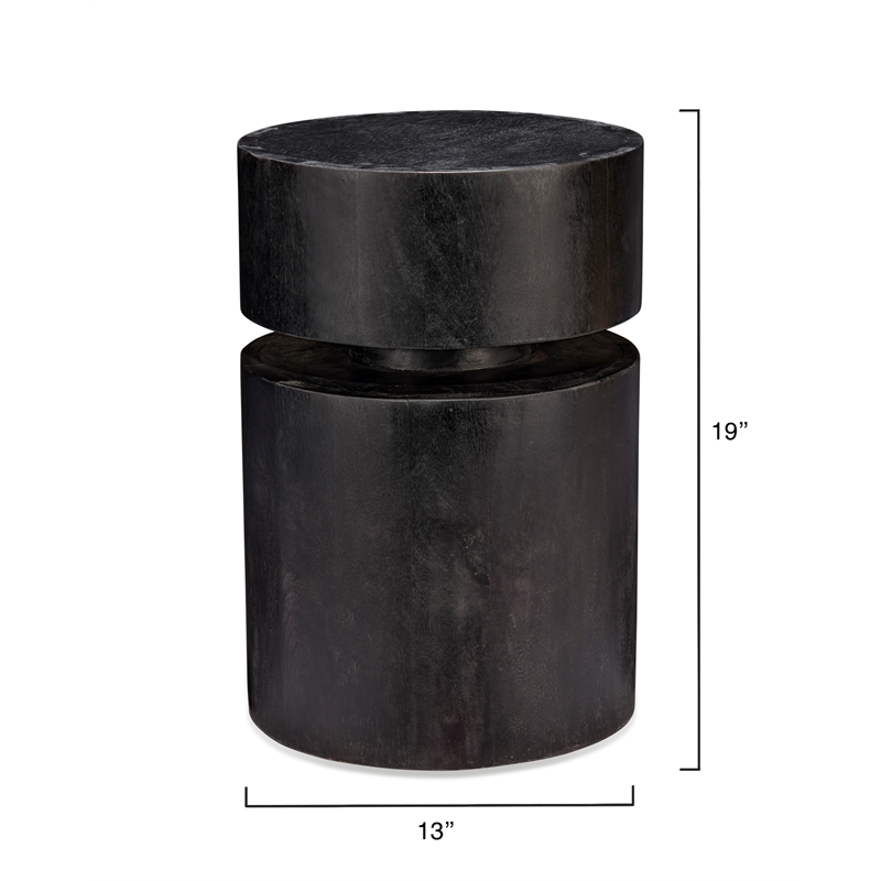 J&D Designs Co Dylan Wood Round Side Table in Charcoal