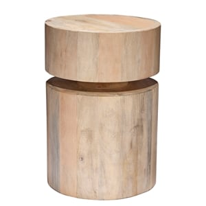 Jamie Young Co Dylan Wood Round Side Table in White Wash