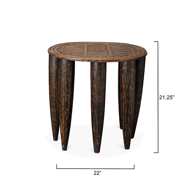 J&D Designs Co Naga Mango Wood Side Table in Brown