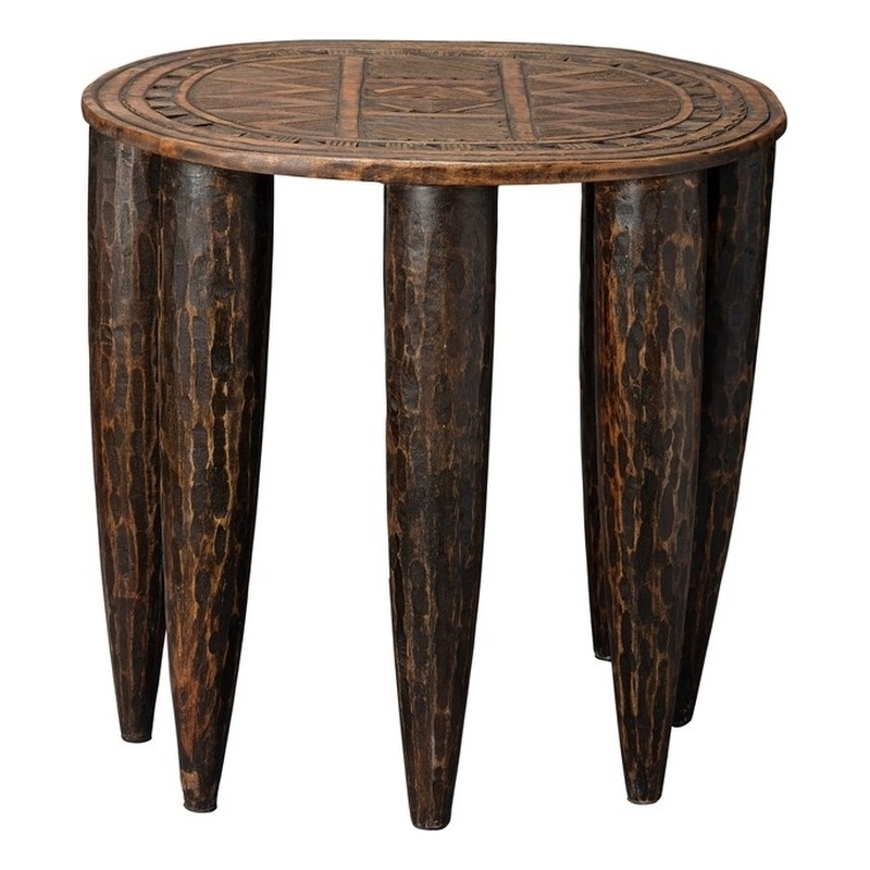 J&D Designs Co Naga Mango Wood Side Table in Brown