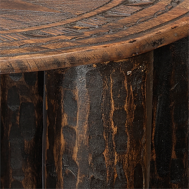 J&D Designs Co Naga Mango Wood Side Table in Brown