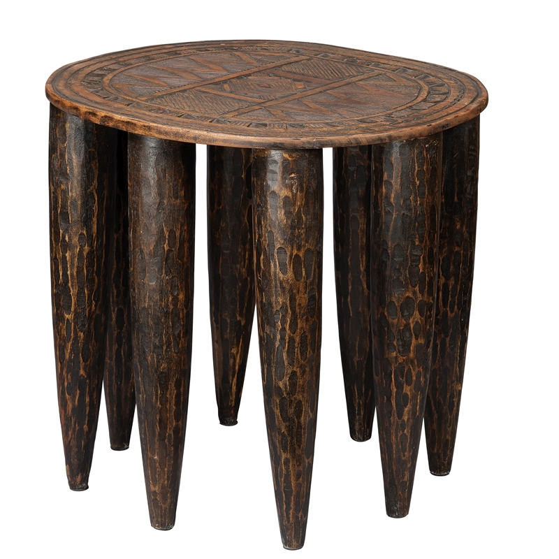 J&D Designs Co Naga Mango Wood Side Table in Brown