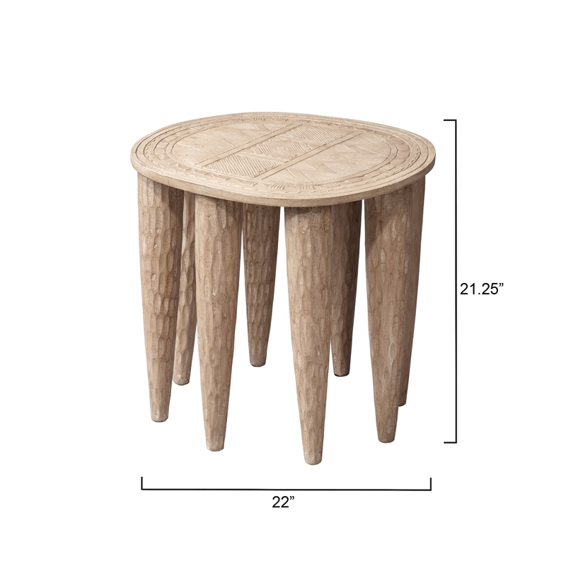 J&D Designs Co Naga Mango Wood Side Table in Natural White