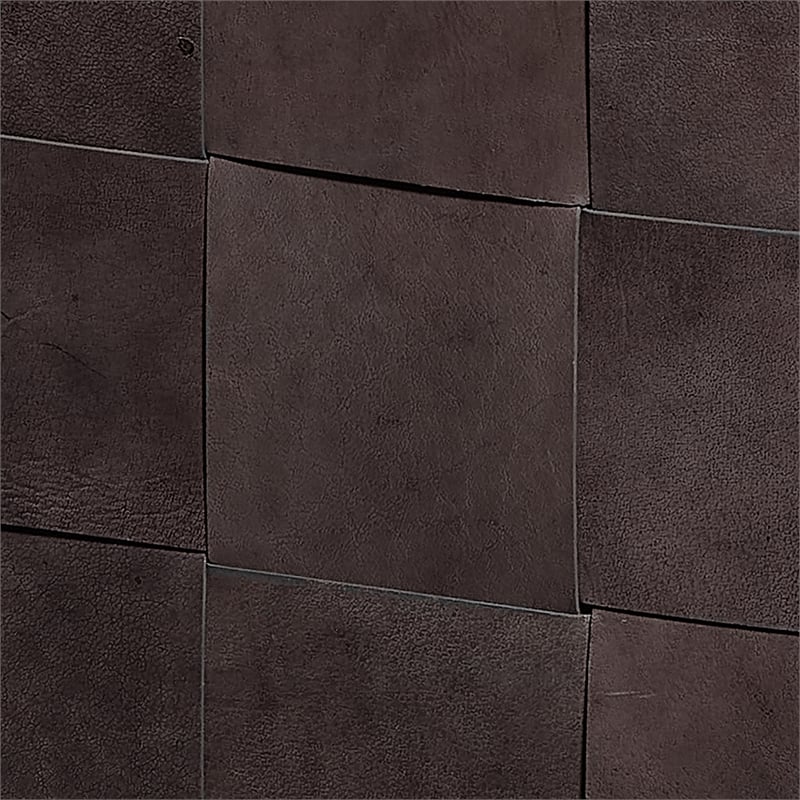 Jamie Young Co Woven Leather Ottoman in Dark Gray
