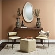 J&D Designs Co Woven Leather Ottoman in White Hide Leather