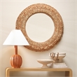 J&D Designs Co Strand Wood Beaded Round Mirror in Natural