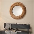 J&D Designs Co Strand Wood Beaded Round Mirror in Natural