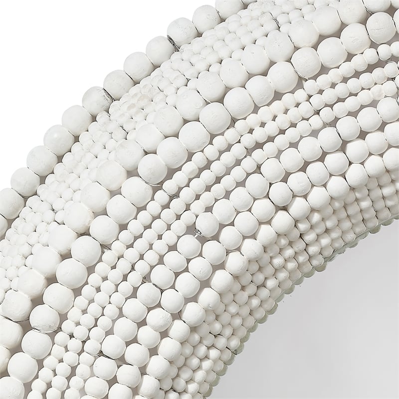 J&D Designs Co Strand Wood Beaded Round Mirror in White