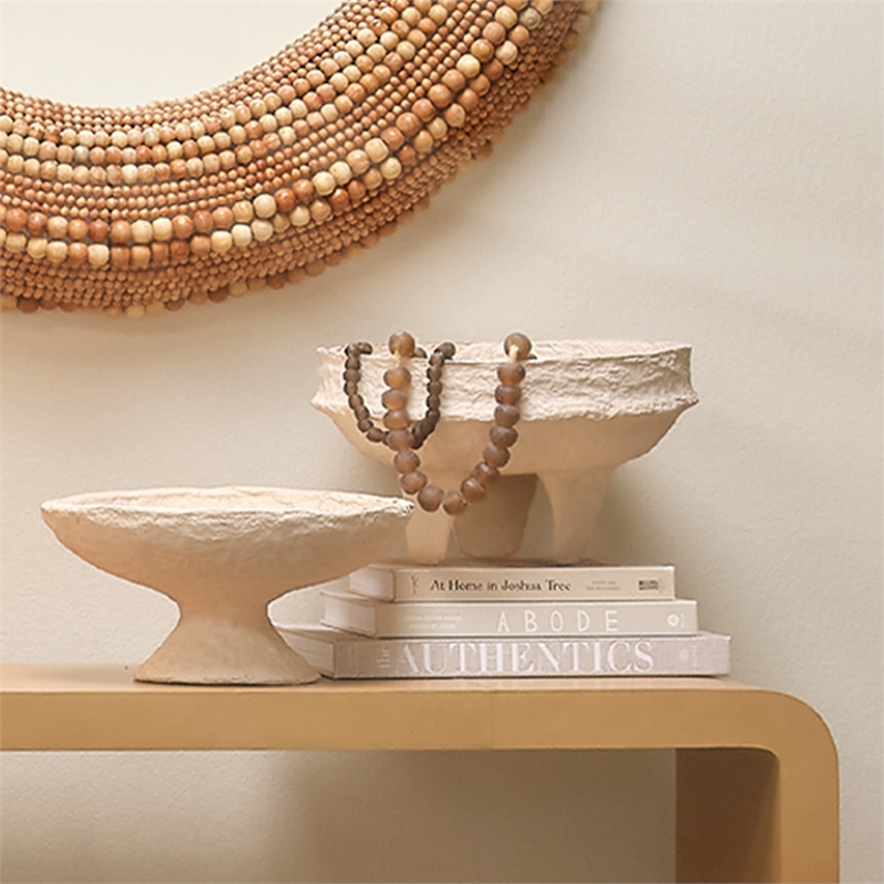 Jamie Young Co Field Cotton Mache Low Bowl in Cream