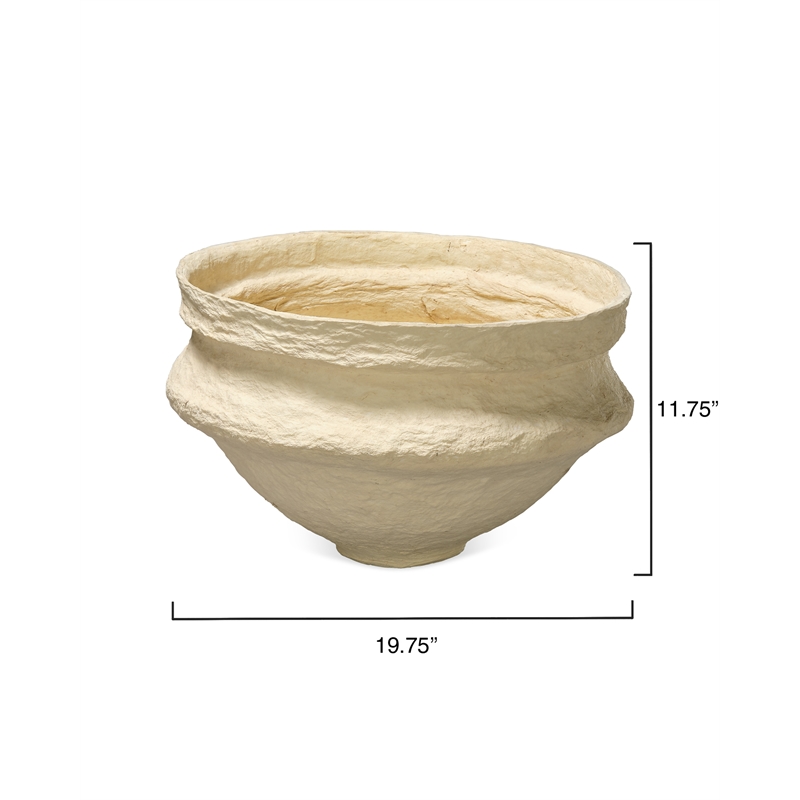 J&D Designs Co Landscape Cotton Mache Large Bowl in Cream