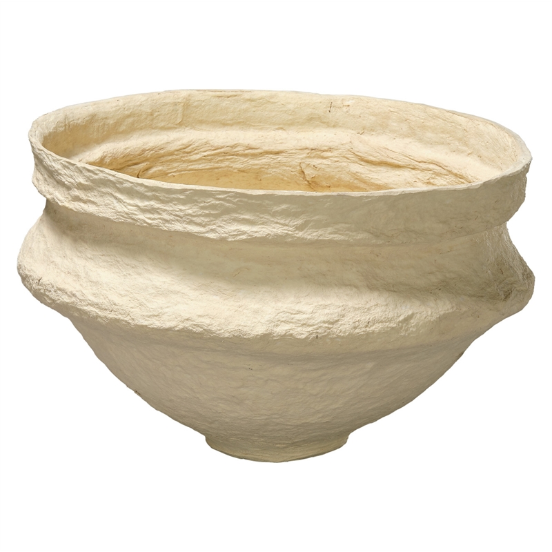 J&D Designs Co Landscape Cotton Mache Large Bowl in Cream