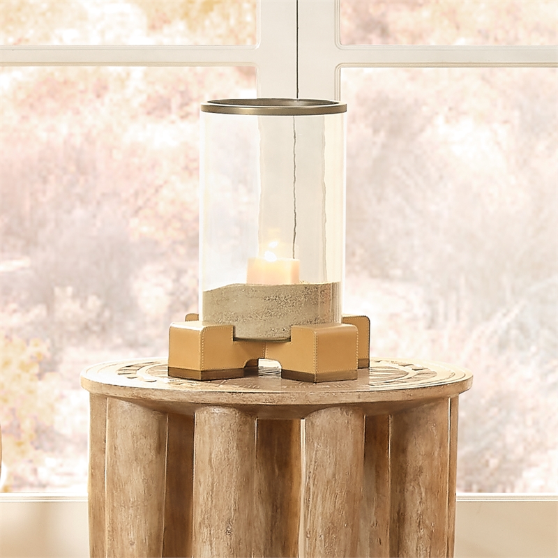 J&D Designs Co Vector Leather Hurricane in Antique Brass Finish