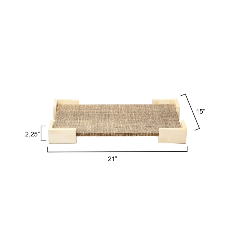 J&D Designs Co Paradise Bone Decorative Tray Gray Fabric