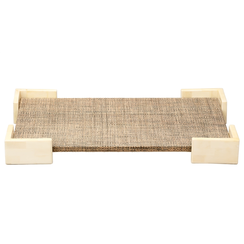 J&D Designs Co Paradise Bone Decorative Tray Gray Fabric