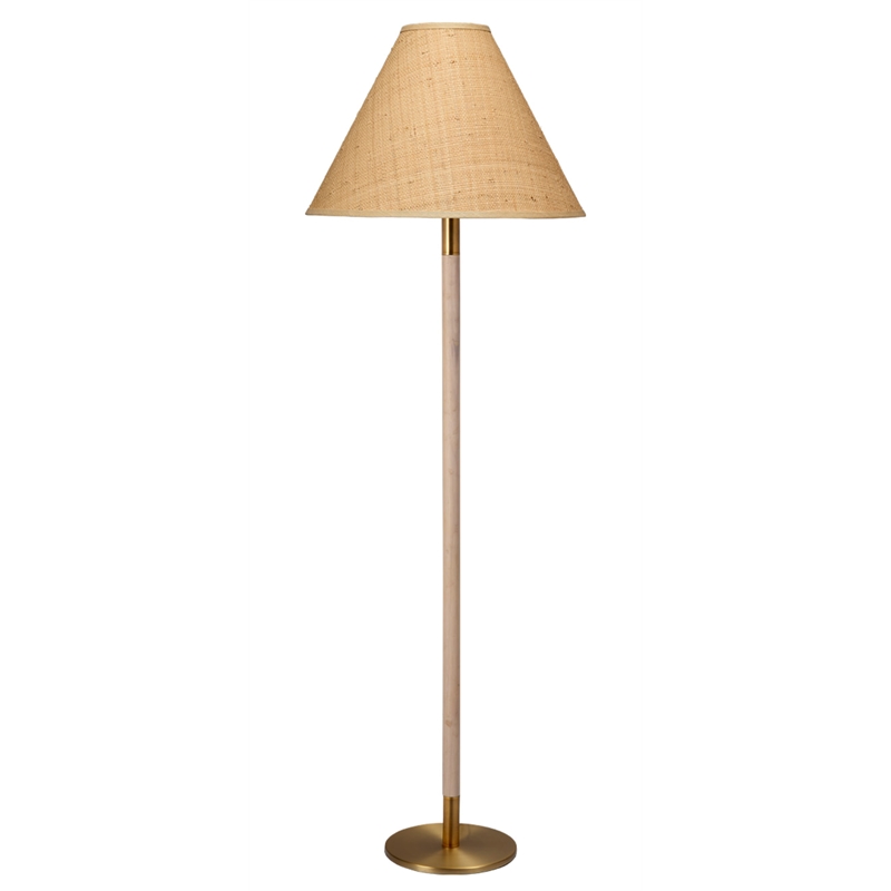 Jamie Young Co Morgana Metal and Wood Floor Lamp Antique Brass