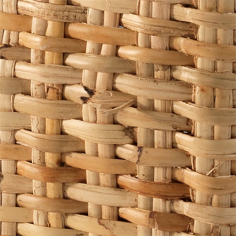 J&D Designs Co Hand-woven Natural Rattan Large Ottoman Cream
