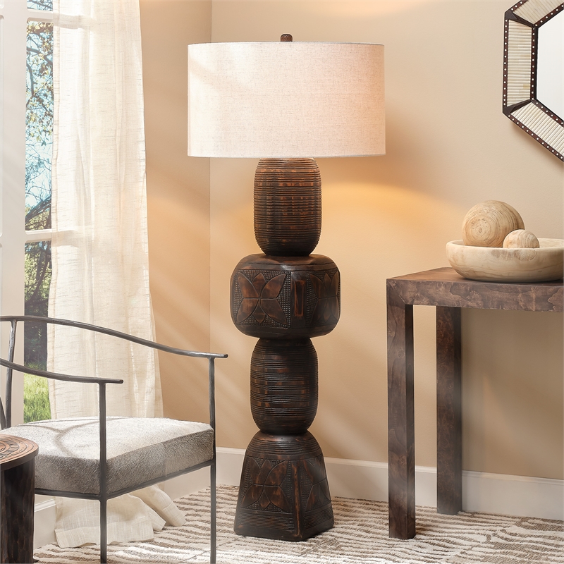 J&D Designs Co Totem Wood Floor Lamp