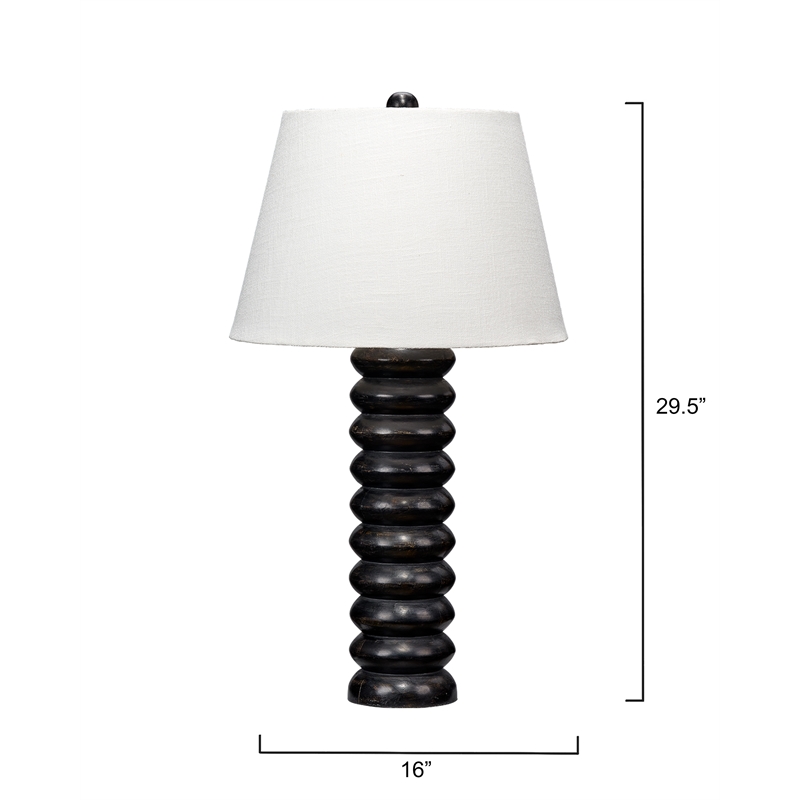 J&D Designs Co Abacus Mango Wood Table Lamp with Linen Shade