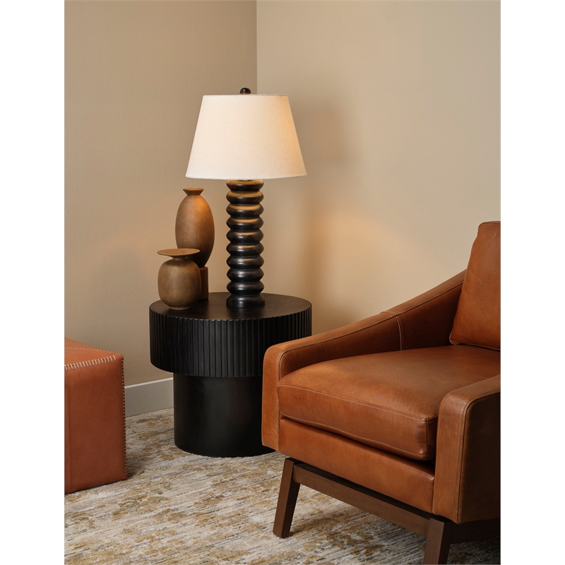J&D Designs Co Abacus Mango Wood Table Lamp with Linen Shade
