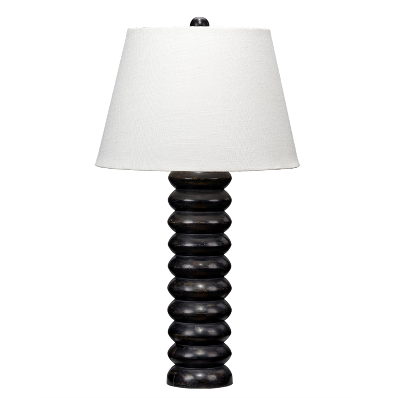 J&D Designs Co Abacus Mango Wood Table Lamp with Linen Shade