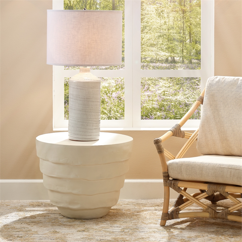 J&D Designs Co Concentric Fiberglass Side Table Cream